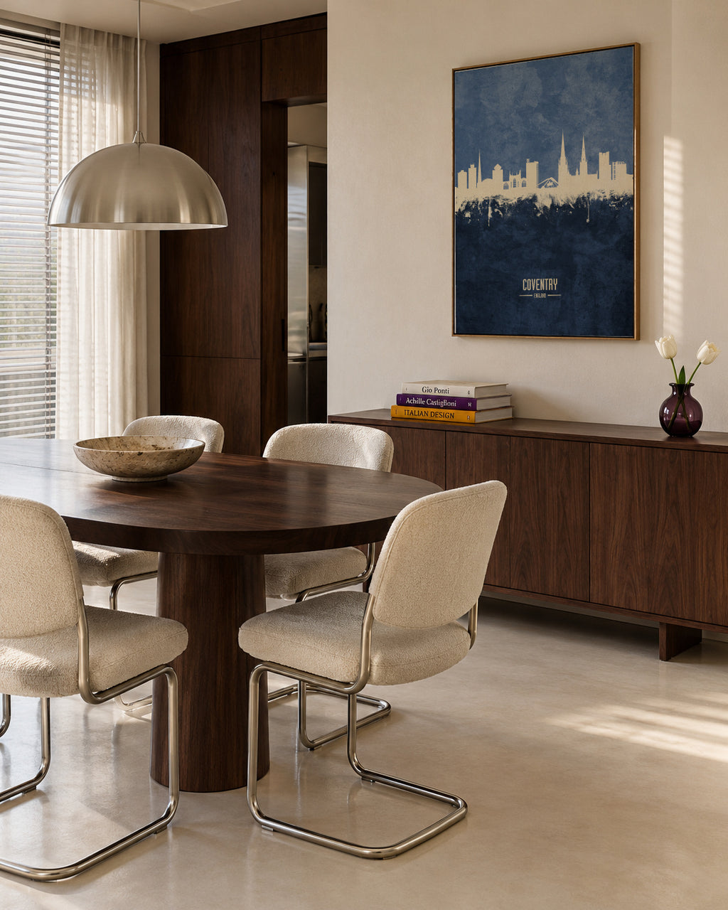 Coventry Skyline azul - Framed canvas in an interior