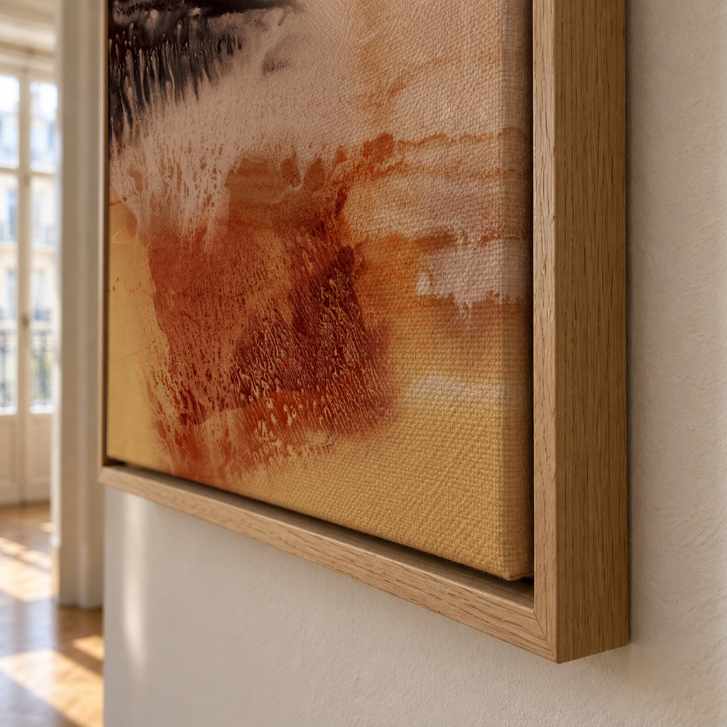 Organic Texture Abstract Yellow & Brown - Framed canvas detail
