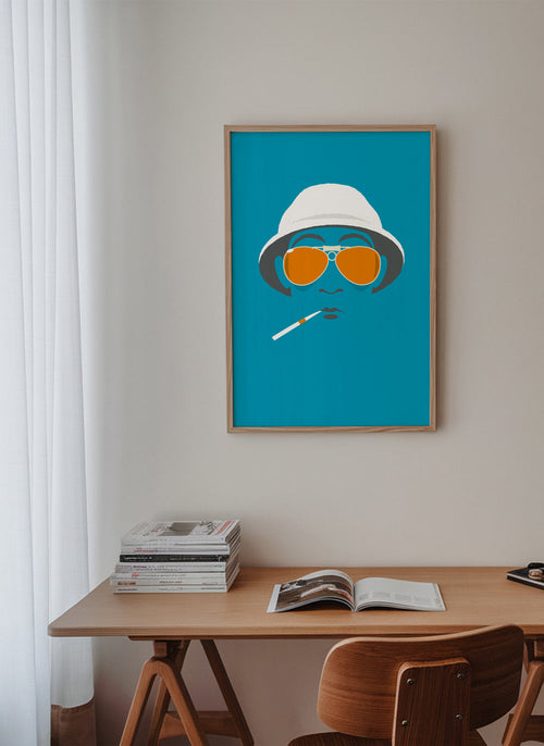 Pop portret illustratie met oranje zonnebril