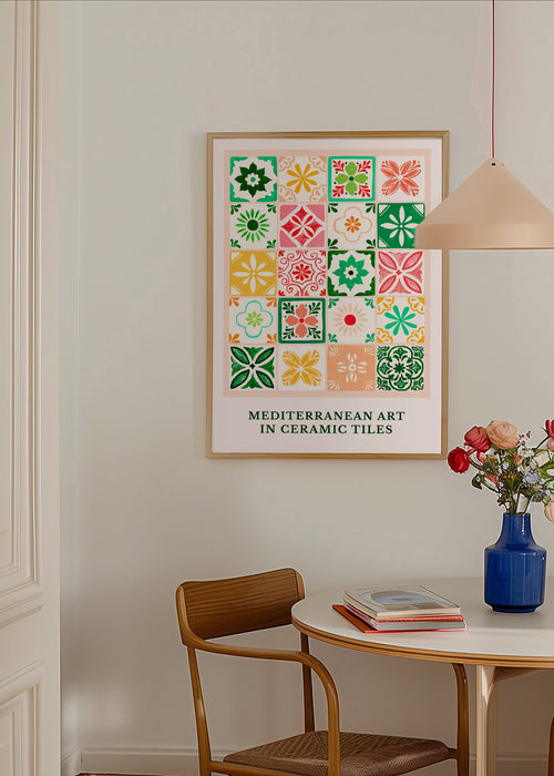 Botanische print met mediterrane tegelmotieven