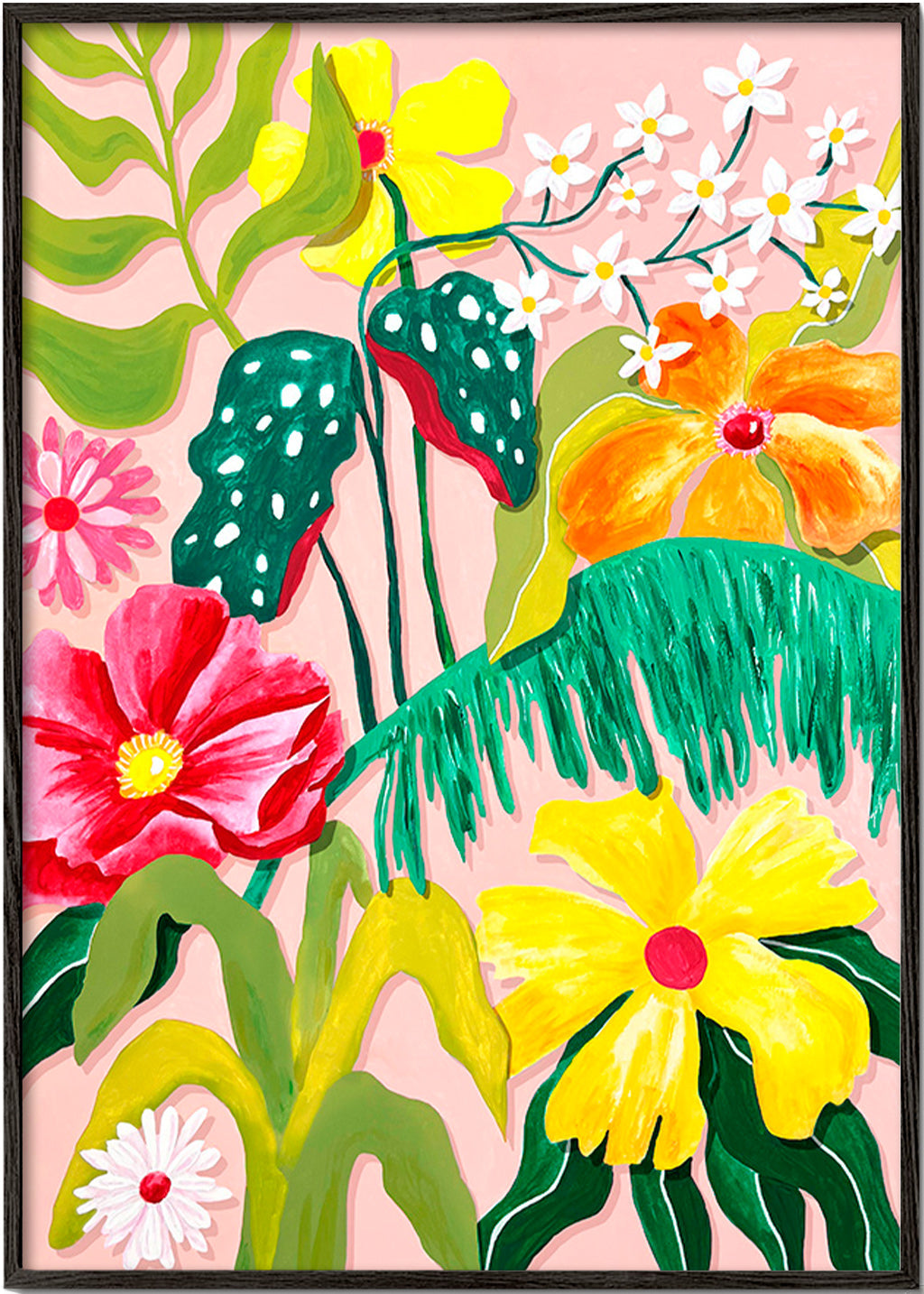 Impression botanique aux fleurs vives