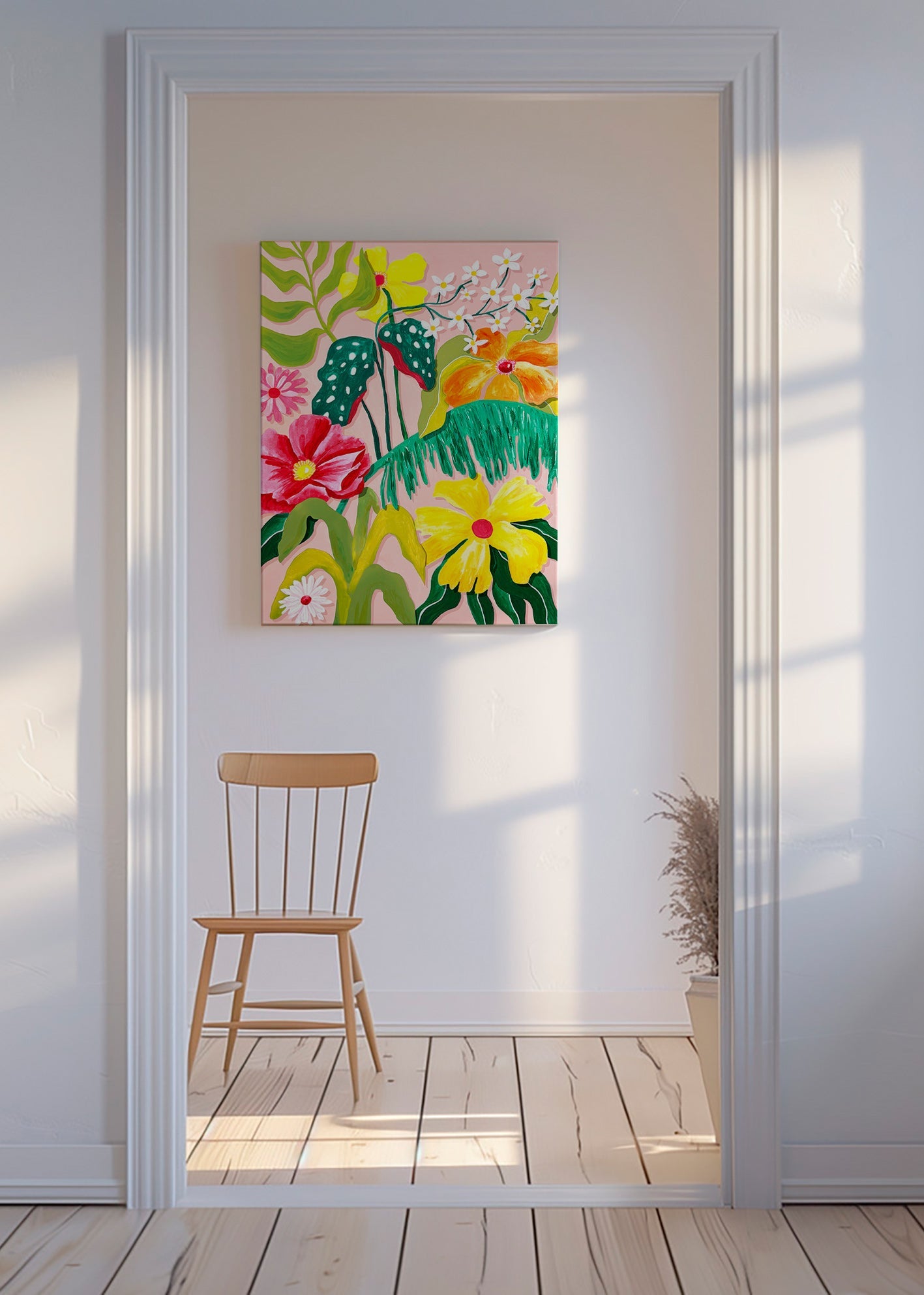 Impression botanique aux fleurs vives