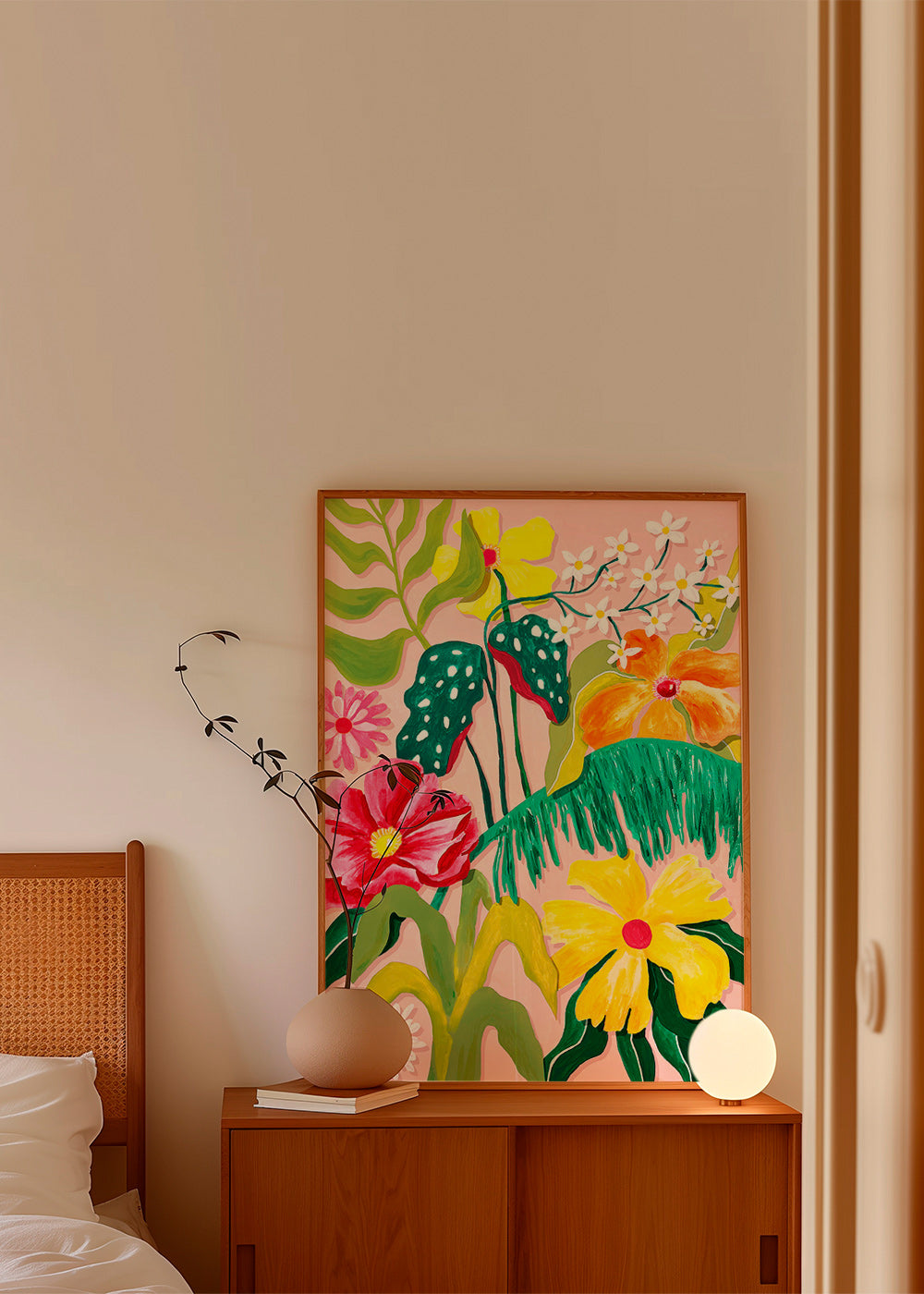 Impression botanique aux fleurs vives