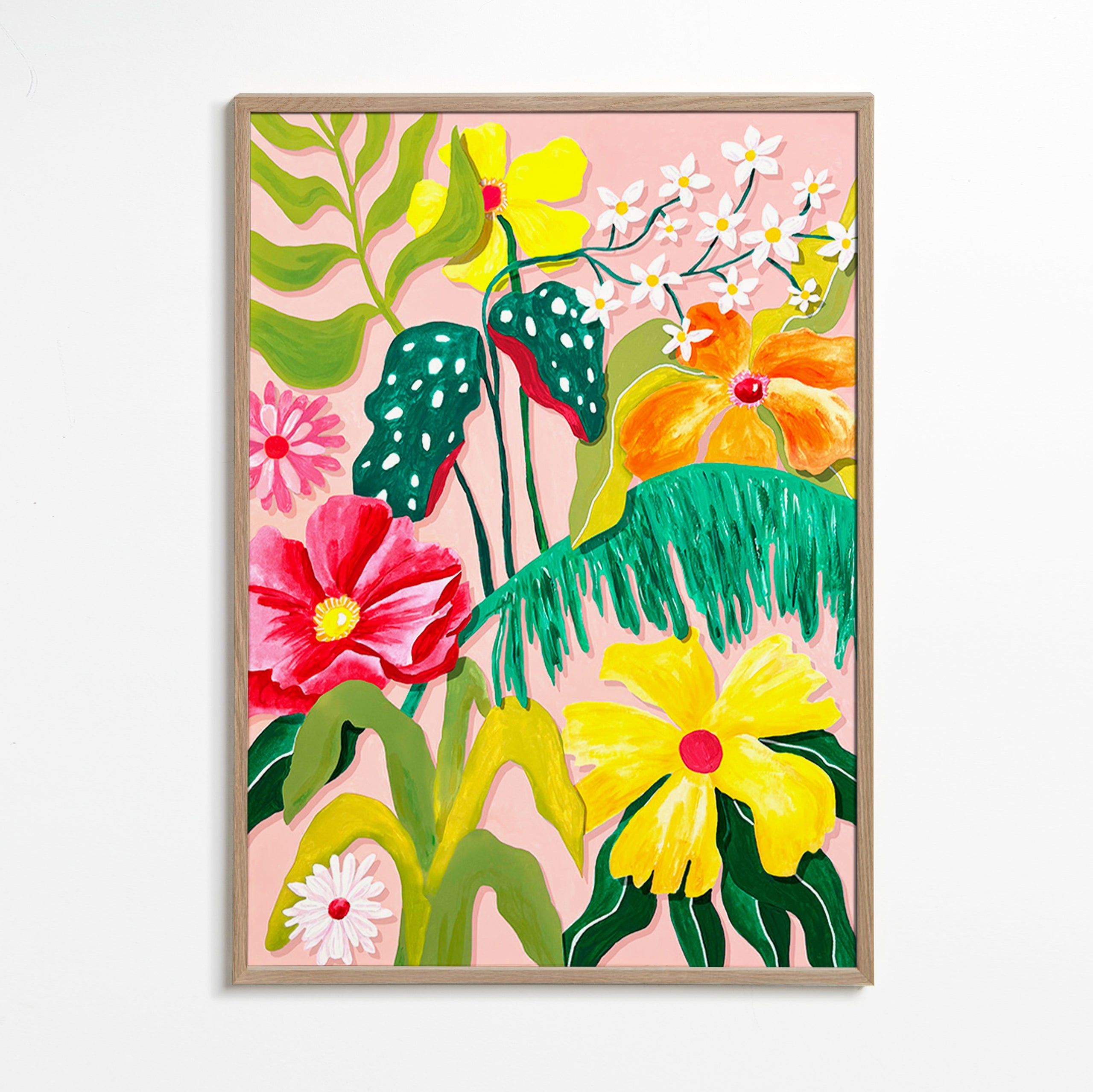 Impression botanique aux fleurs vives