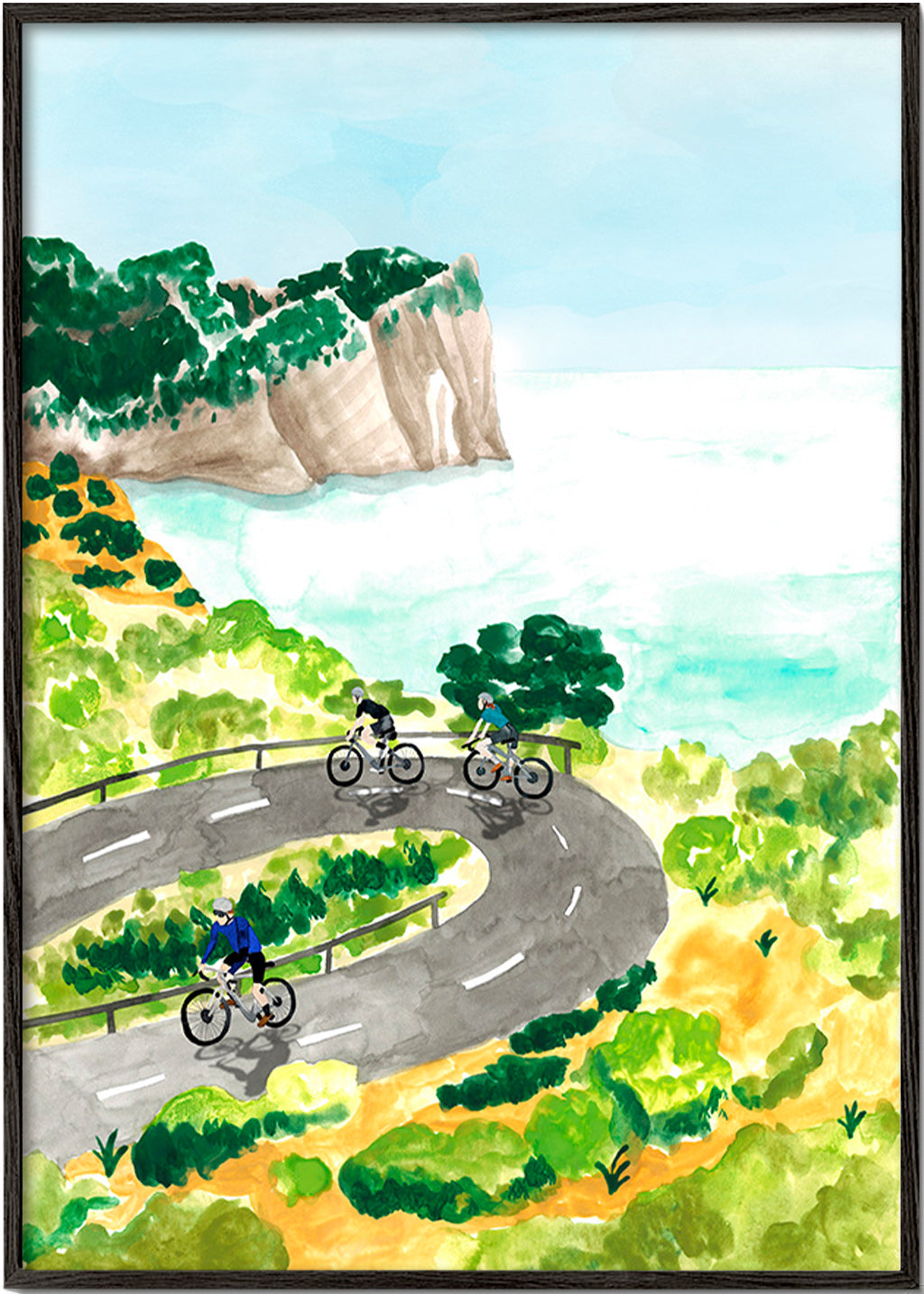 Art sportif: cyclisme en bord de mer