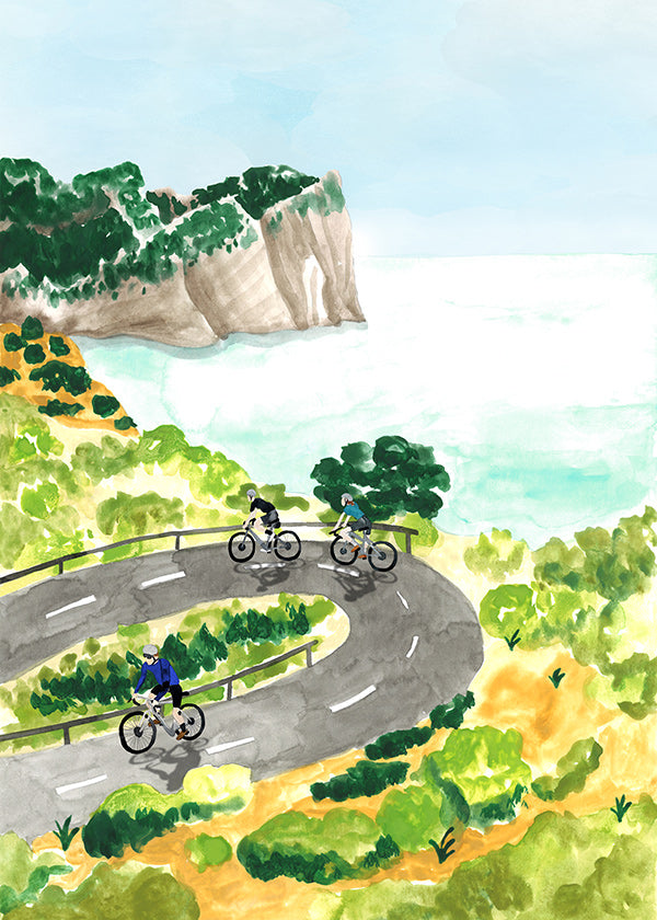 Art sportif: cyclisme en bord de mer