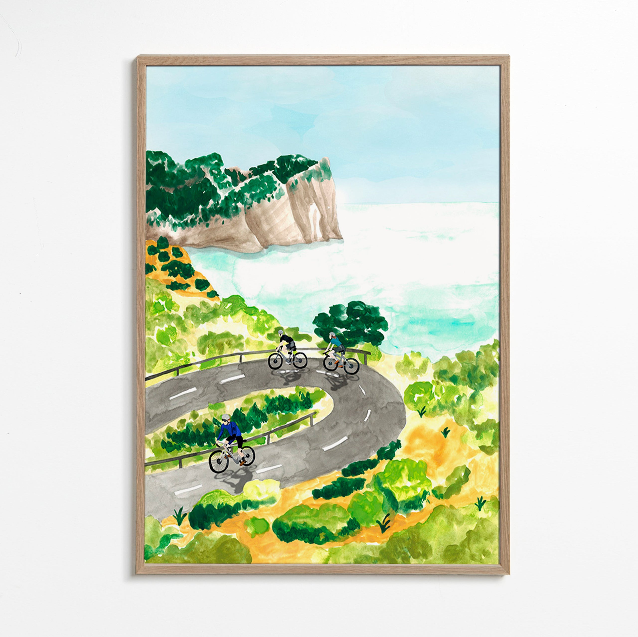 Art sportif: cyclisme en bord de mer