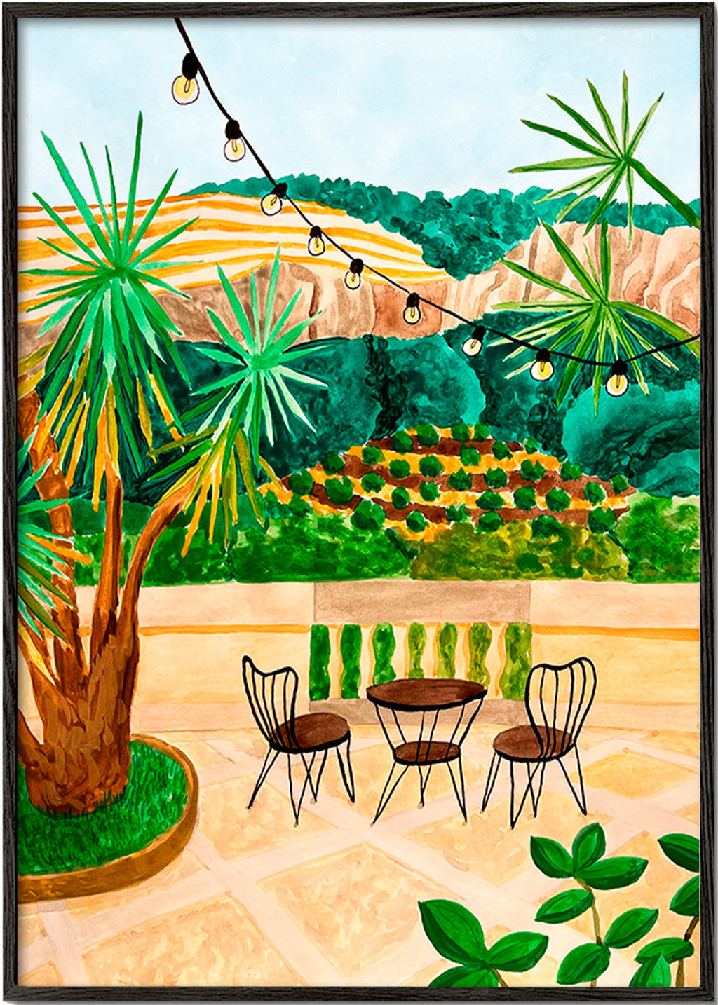 Impression botanique: terrasse ensoleillée