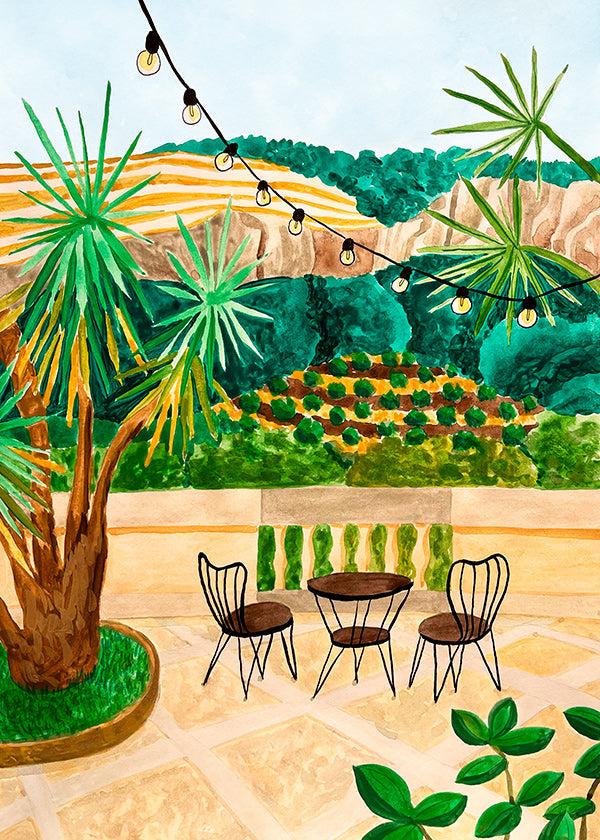 Impression botanique: terrasse ensoleillée