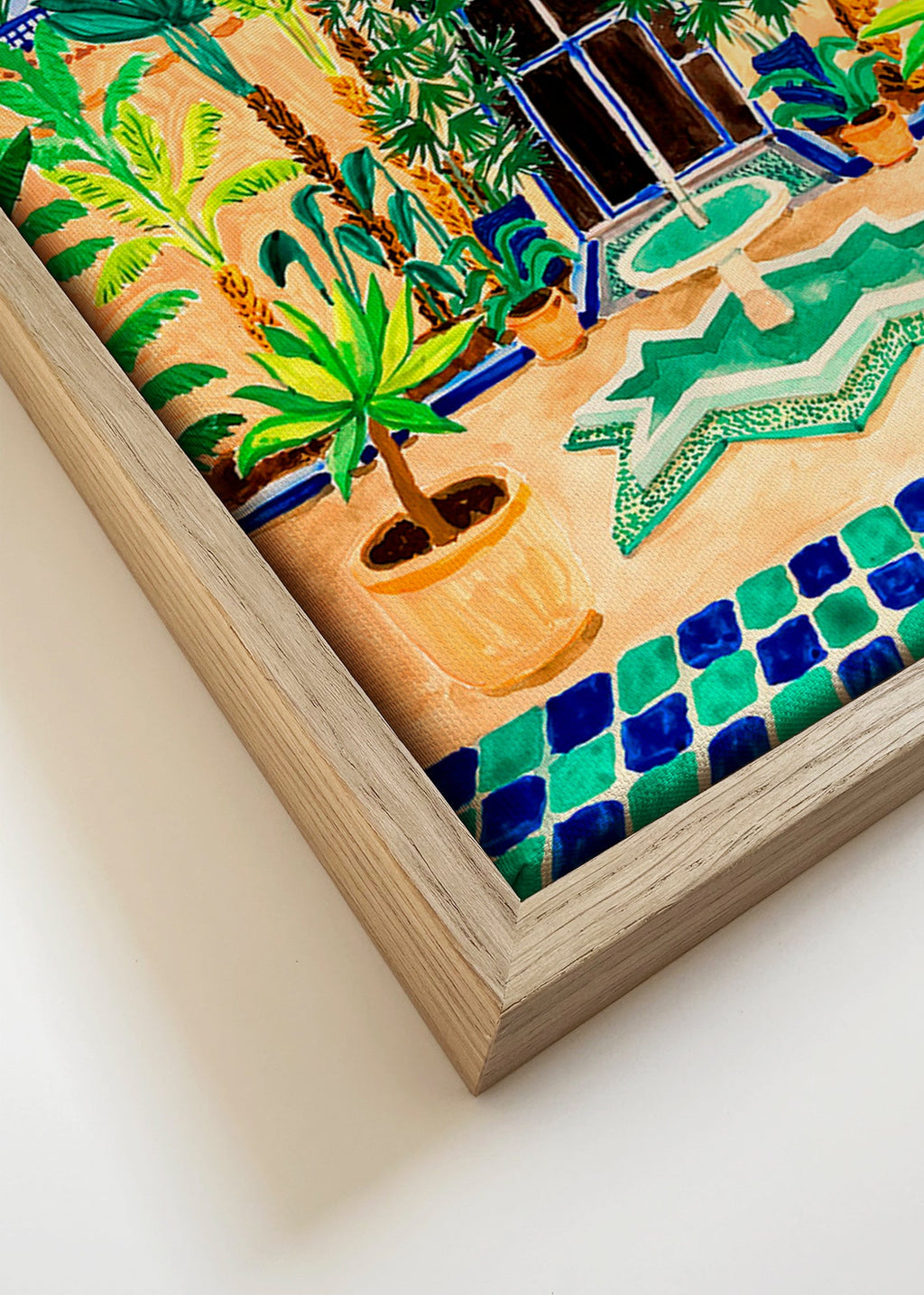 Botanische poster Binnenplaats met fontein en tegels