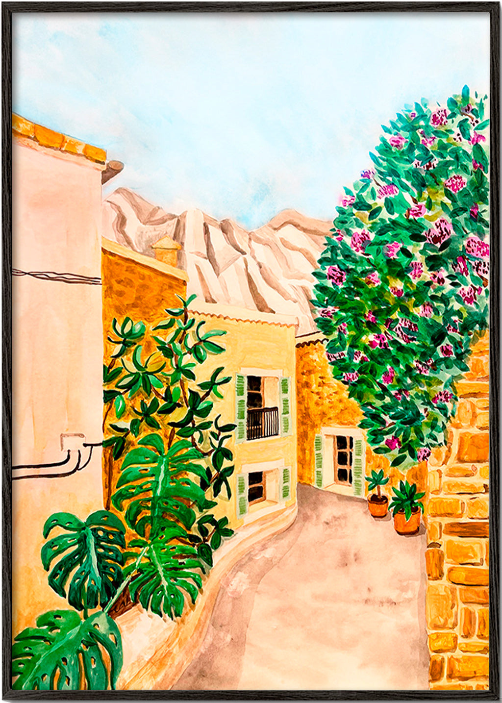 Landschaftskunst: Dorfstraße in Mediterranem Stil