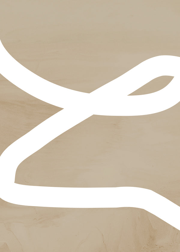 Minimalistisch kunstwerk witte streep op beige