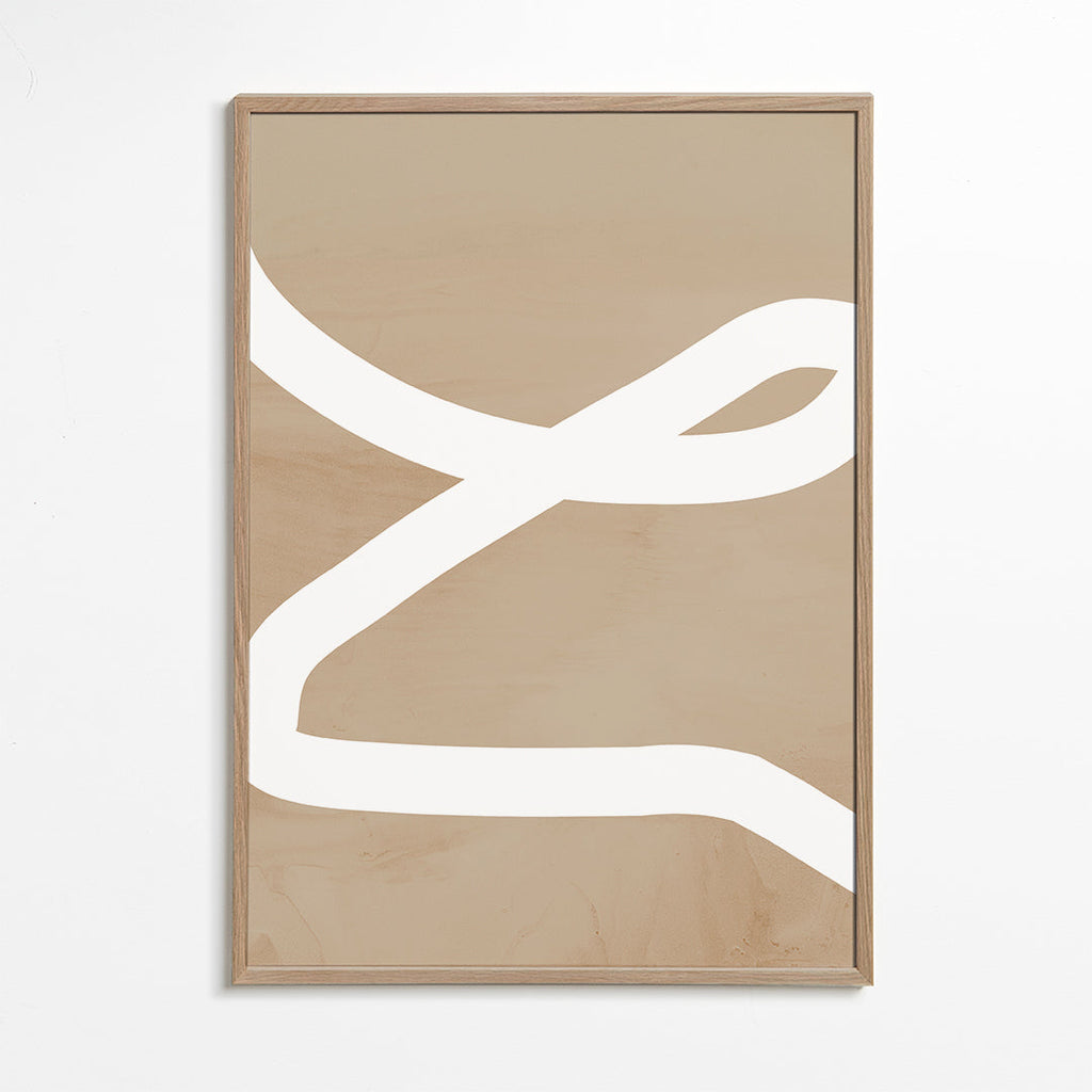 Minimalistisch kunstwerk witte streep op beige