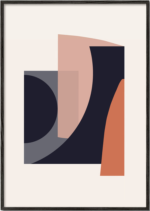 Abstract kunstwerk met geometrische terracotta vormen