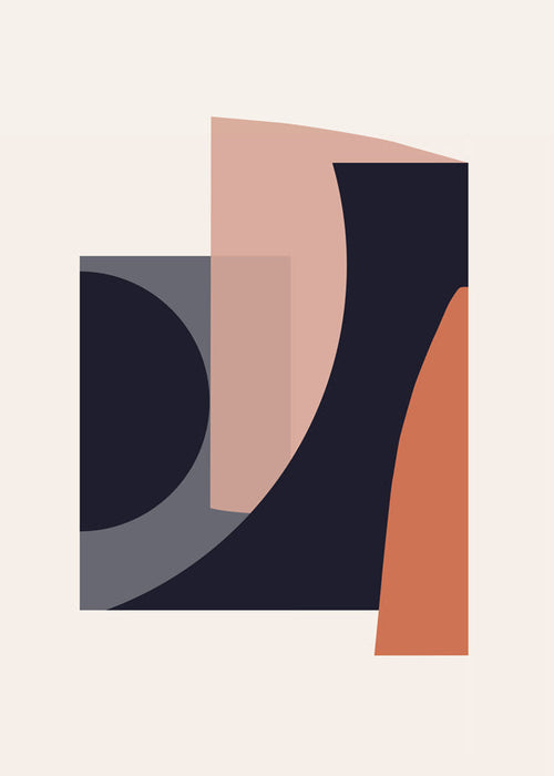 Abstract kunstwerk met geometrische terracotta vormen