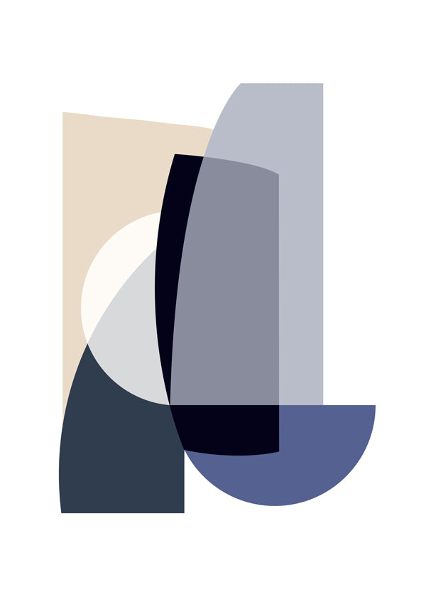 Abstract werk met gelaagde geometrische vormen