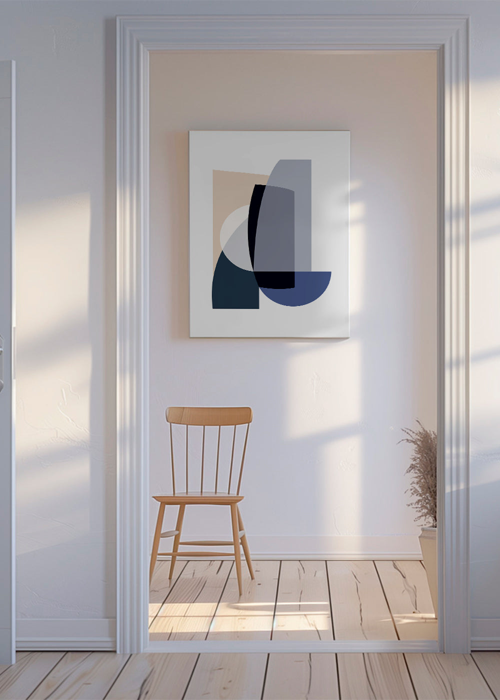 Abstract werk met gelaagde geometrische vormen