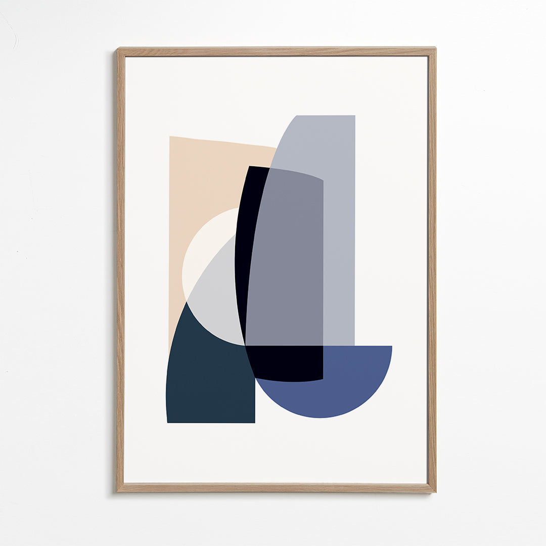 Abstract werk met gelaagde geometrische vormen