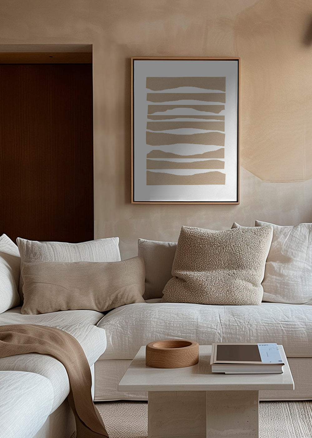 Minimalistische gescheurde beige strepen