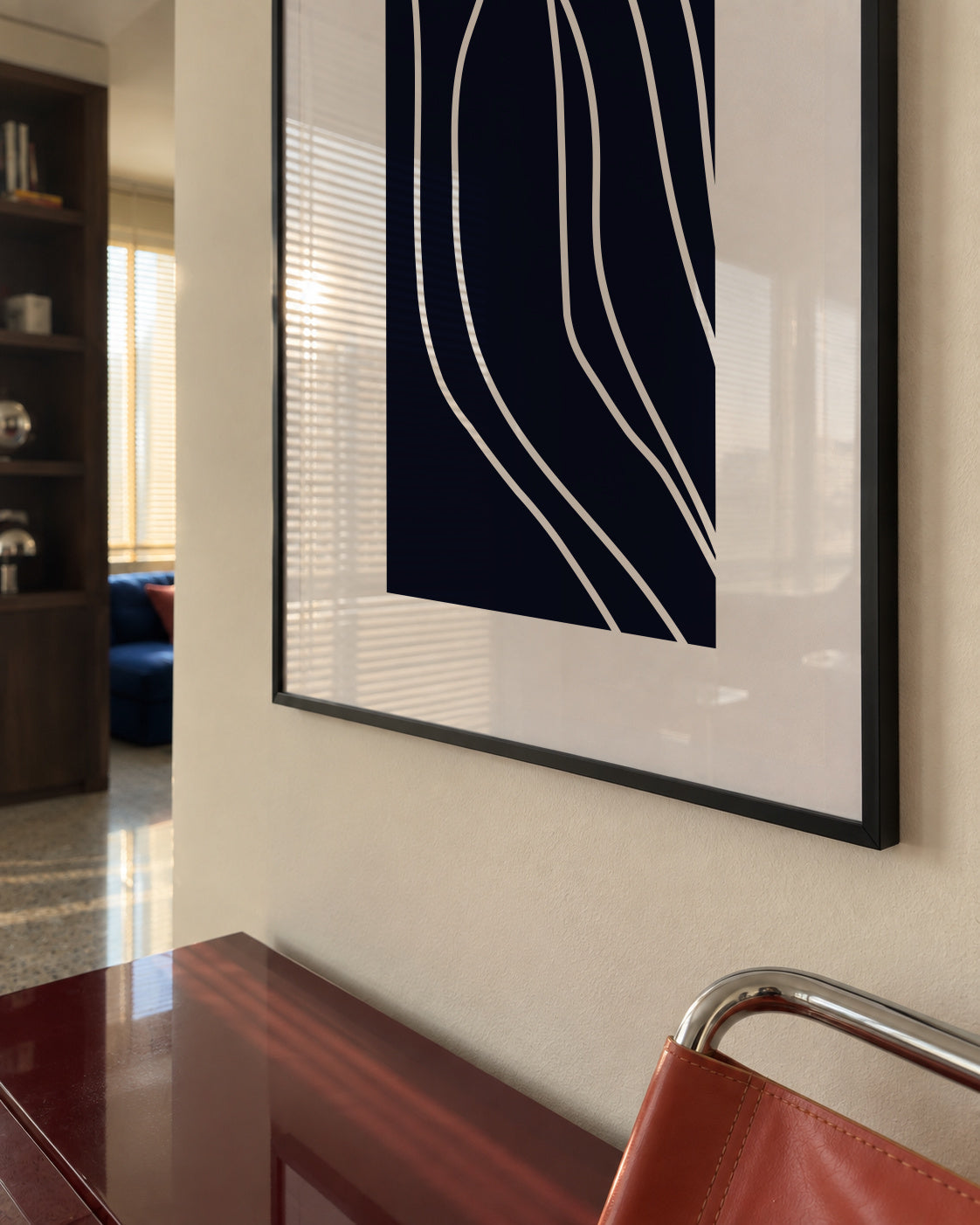 Dark Lines - Framed poster in an interior