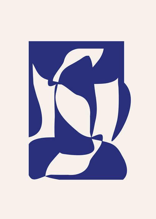 Abstract kunst met blauwe silhouetten
