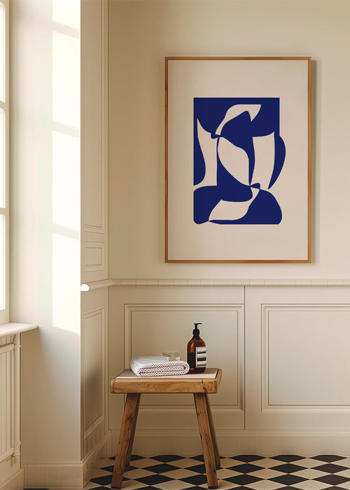 Abstract kunst met blauwe silhouetten