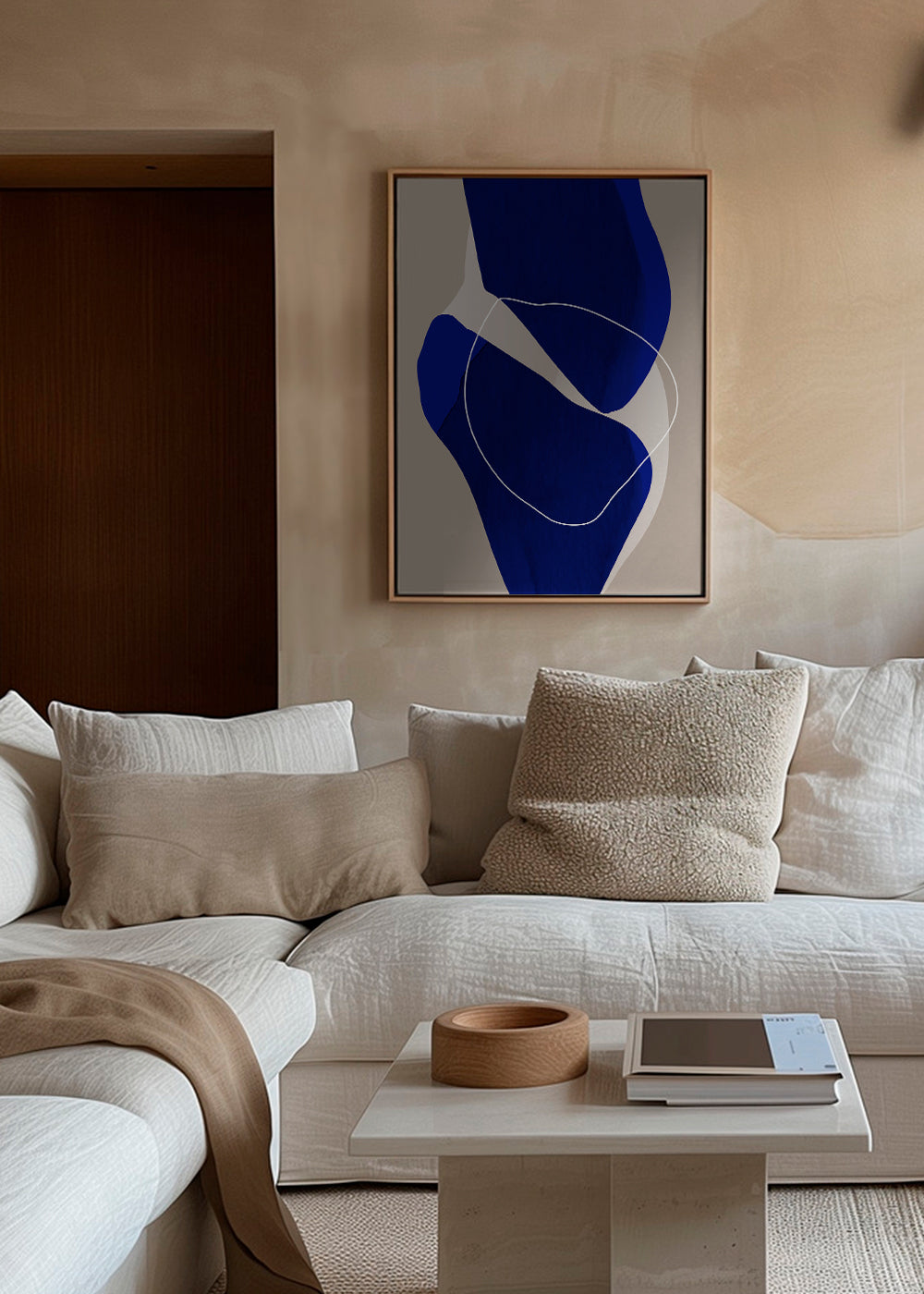 Abstract kunst diepblauw verticaal