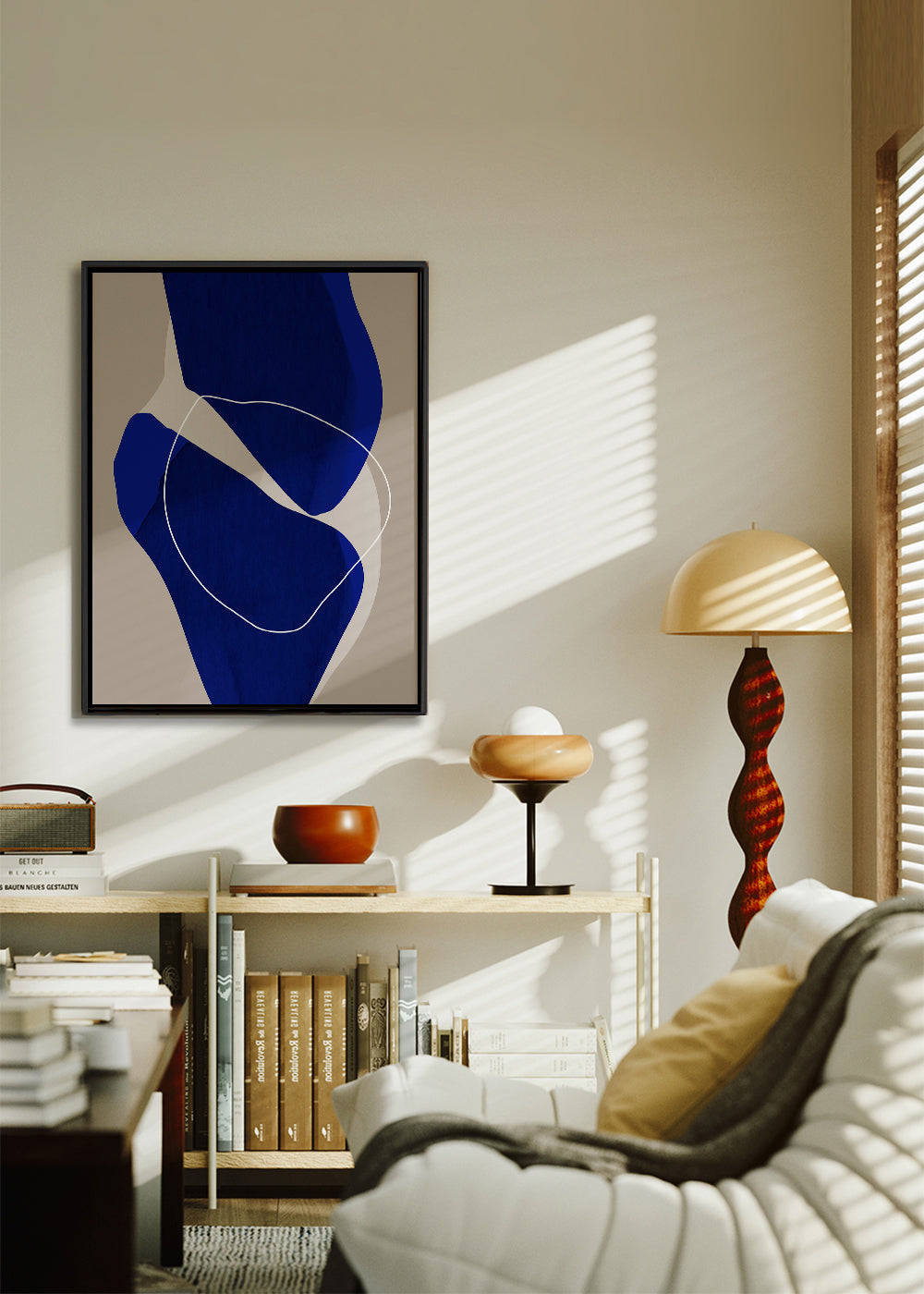 Abstract kunst diepblauw verticaal