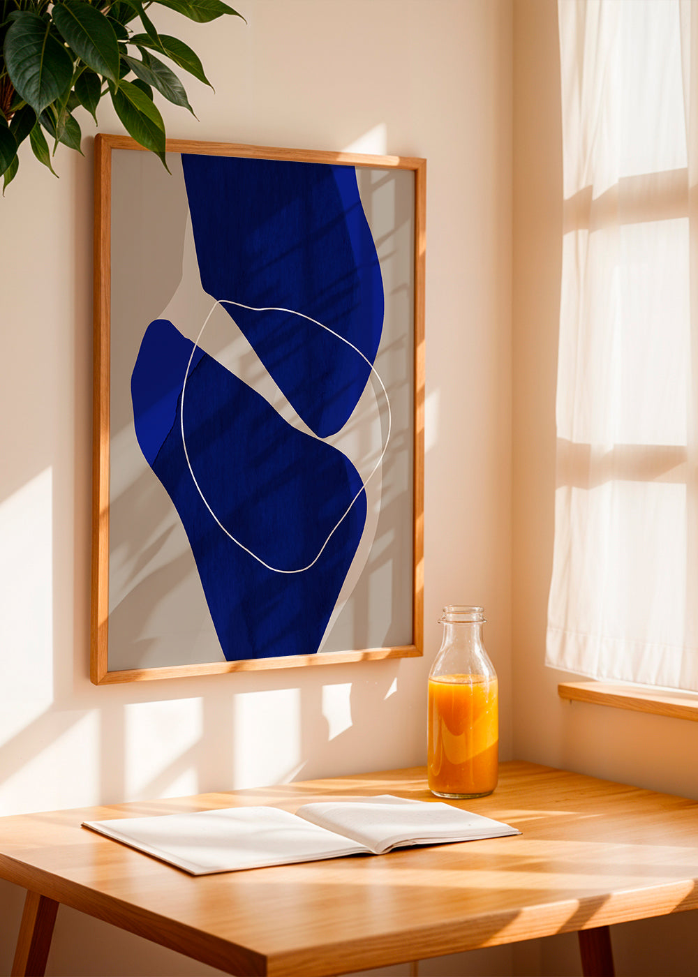 Abstract kunst diepblauw verticaal