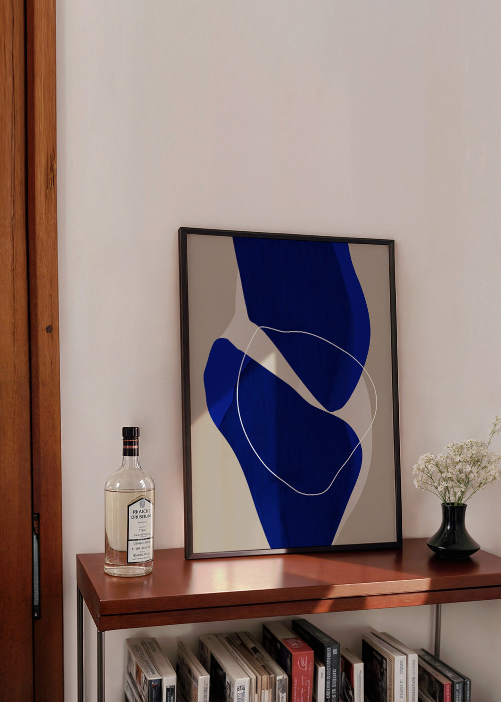 Abstract kunst diepblauw verticaal
