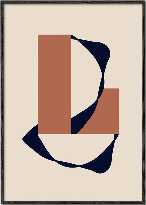 Geometrische poster met organisch lint en terracotta blokken