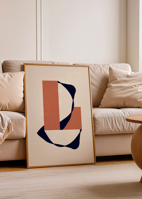 Geometrische poster met organisch lint en terracotta blokken