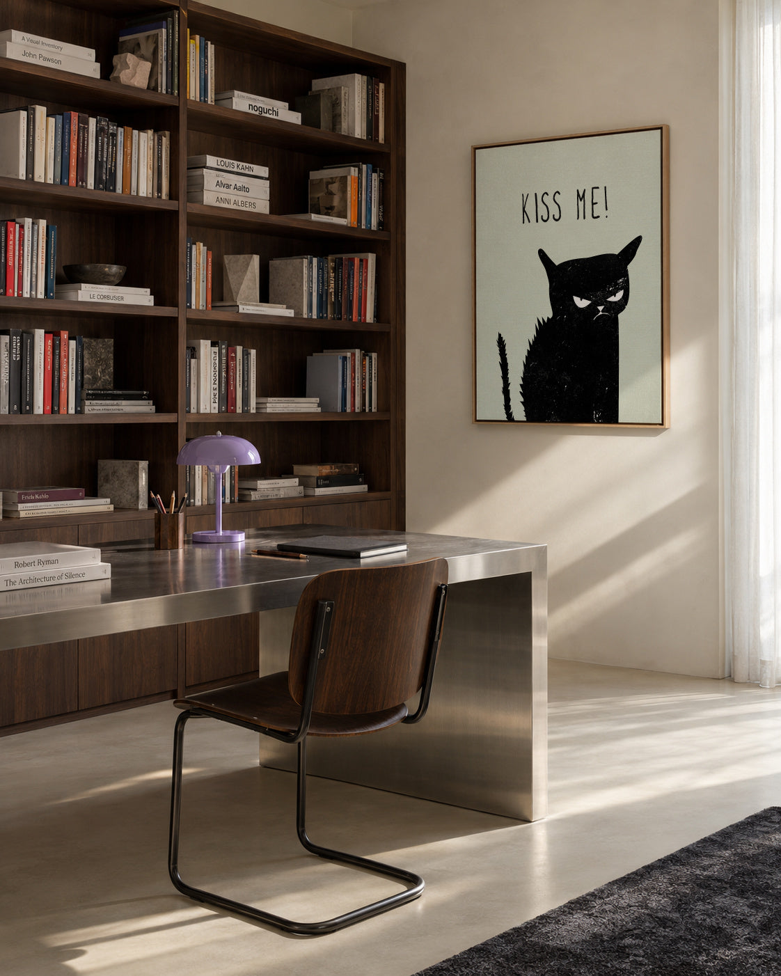 Kiss me cat - Framed canvas in an interior