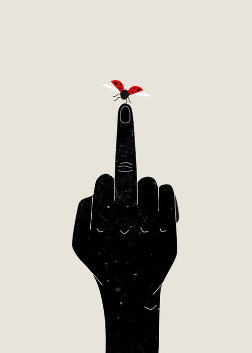 Lieveheersbeestje op opgeheven vinger illustratie