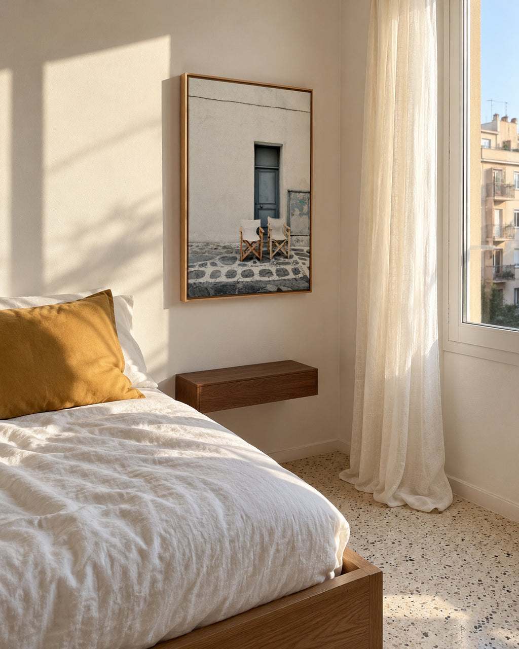The Blue Door - Framed canvas in an interior