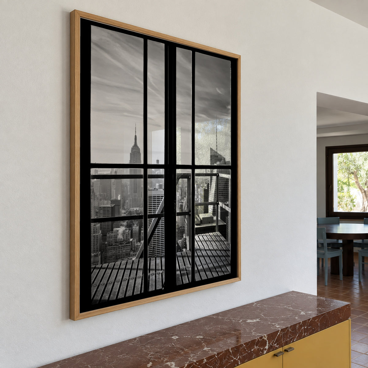 Window to the World - Framed poster in an interior