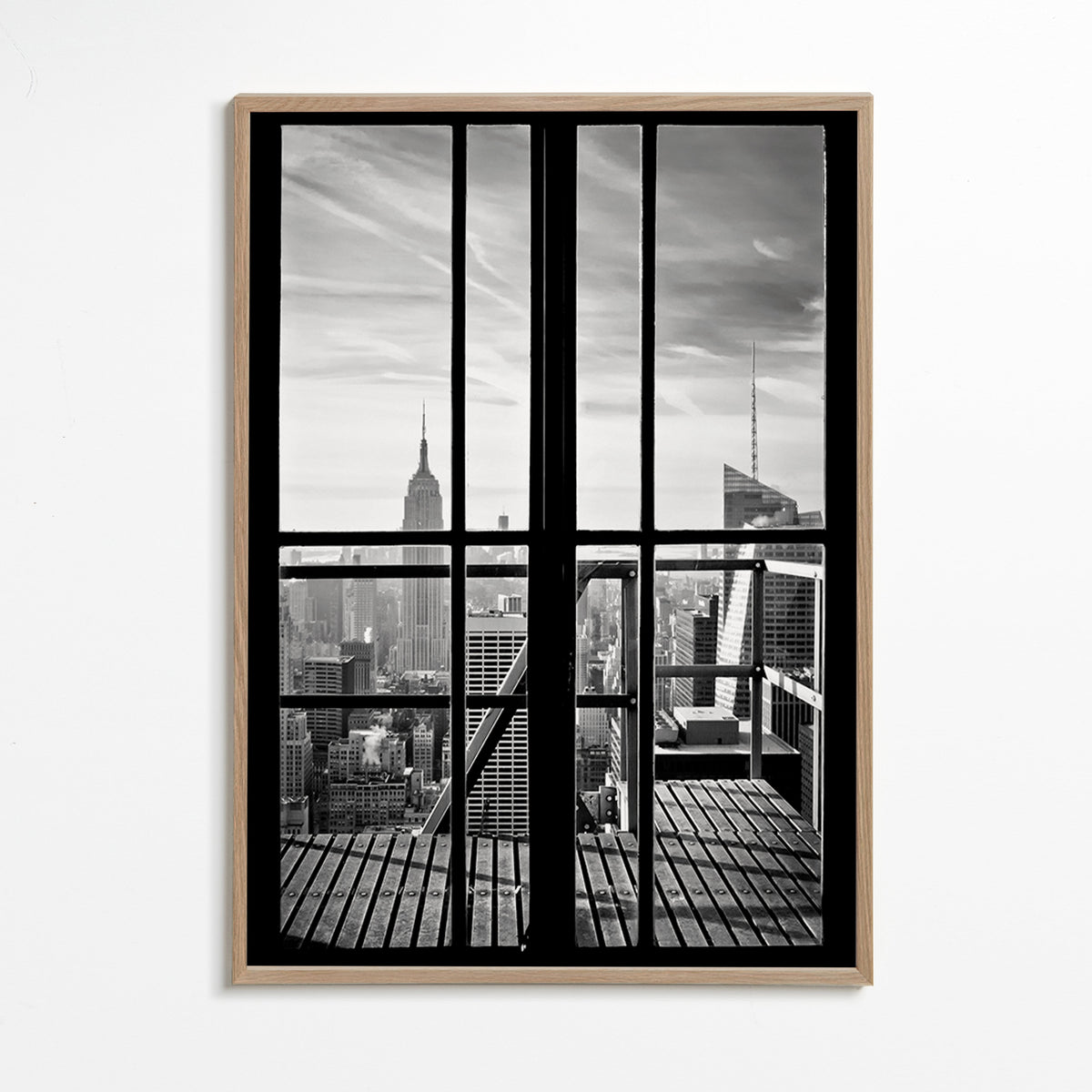 Stadsfoto met raam als kader – Oak Frame
