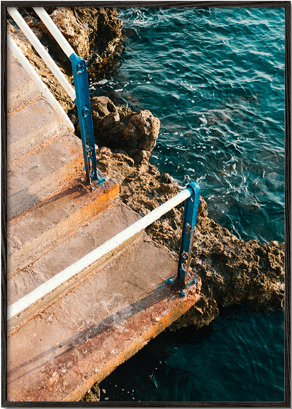Landschap kunst: trap naar de zee – Black Frame