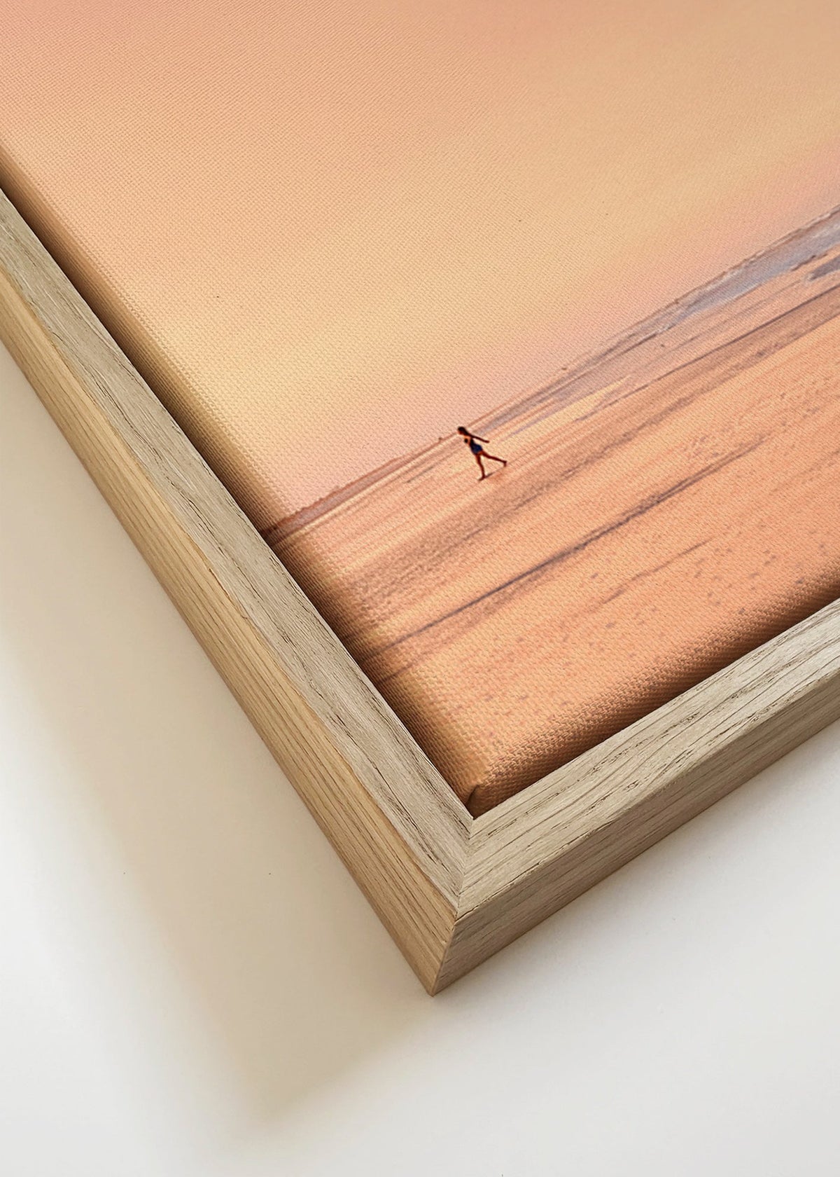 Landschap kunst: pastelkleurig strand bij zonsopgang – Canvas detail