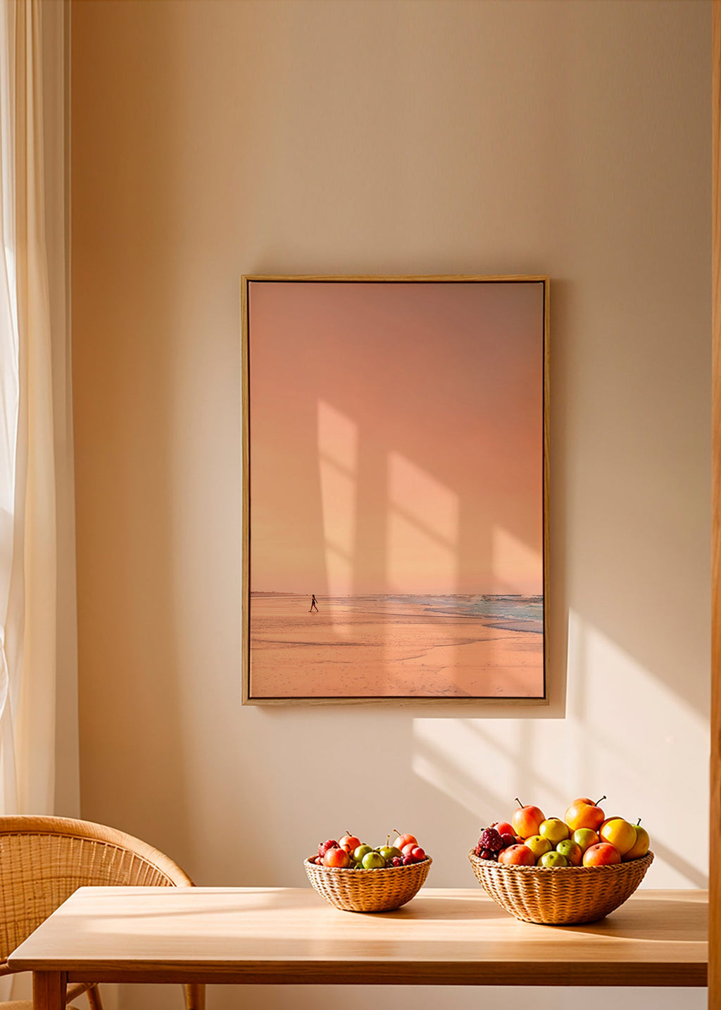 Landschap kunst: pastelkleurig strand bij zonsopgang – Canvas1