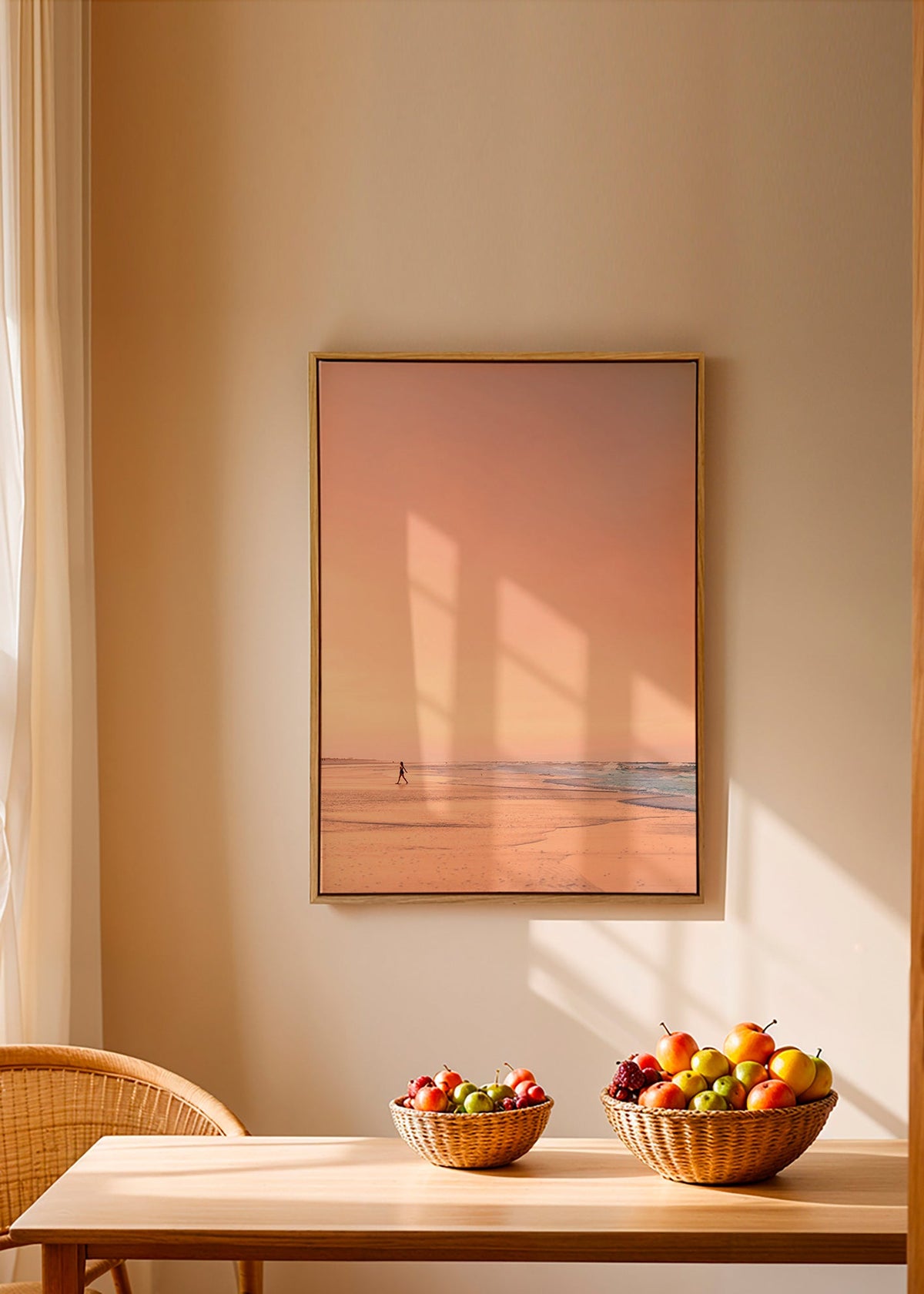 Landschap kunst: pastelkleurig strand bij zonsopgang – Canvas1