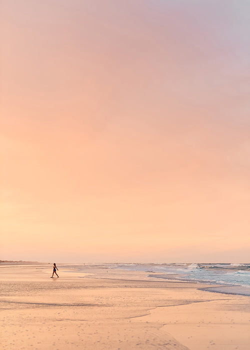 Landschap kunst: pastelkleurig strand bij zonsopgang
