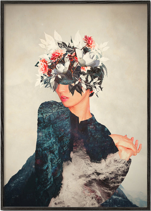 Botanische poster met bloemenportret