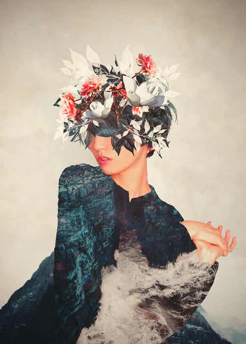 Botanische poster met bloemenportret