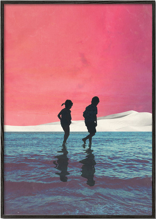 Kinderposter met silhouetten op het water