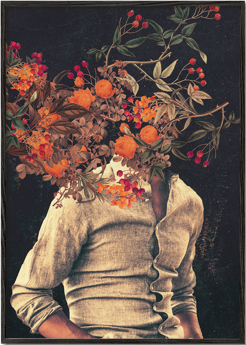 Botanische poster met bloemtorso surreal