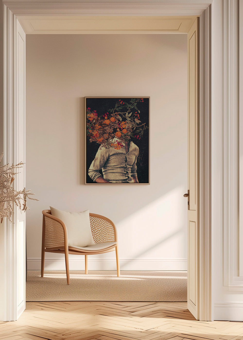 Botanische poster met bloemtorso surreal