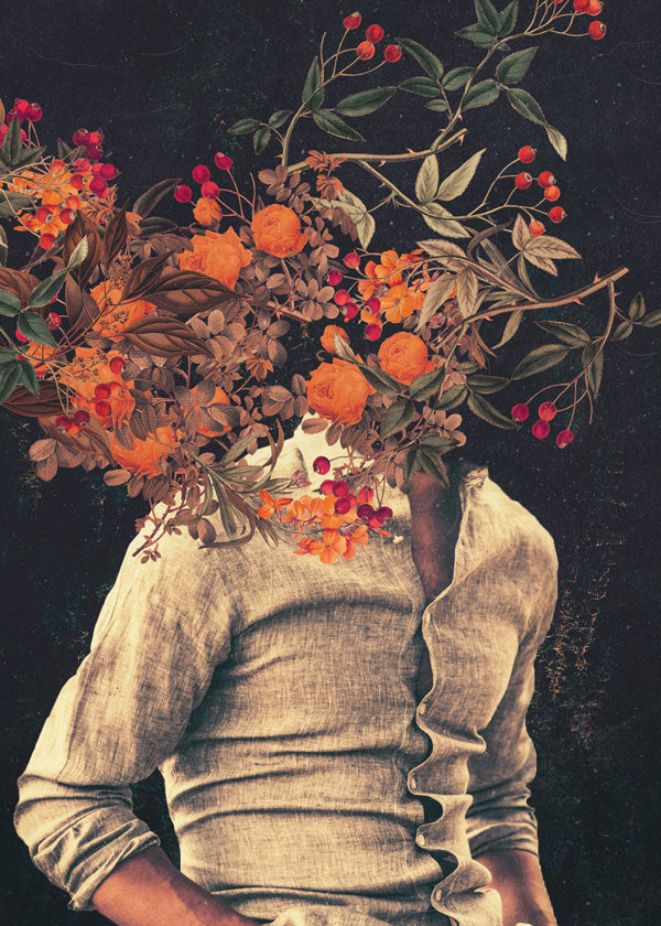 Botanische poster met bloemtorso surreal