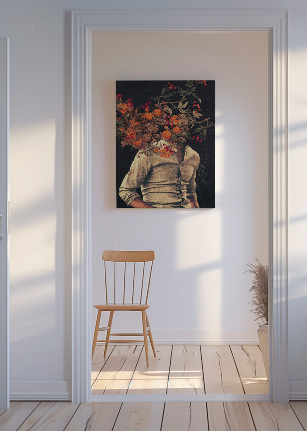 Botanische poster met bloemtorso surreal