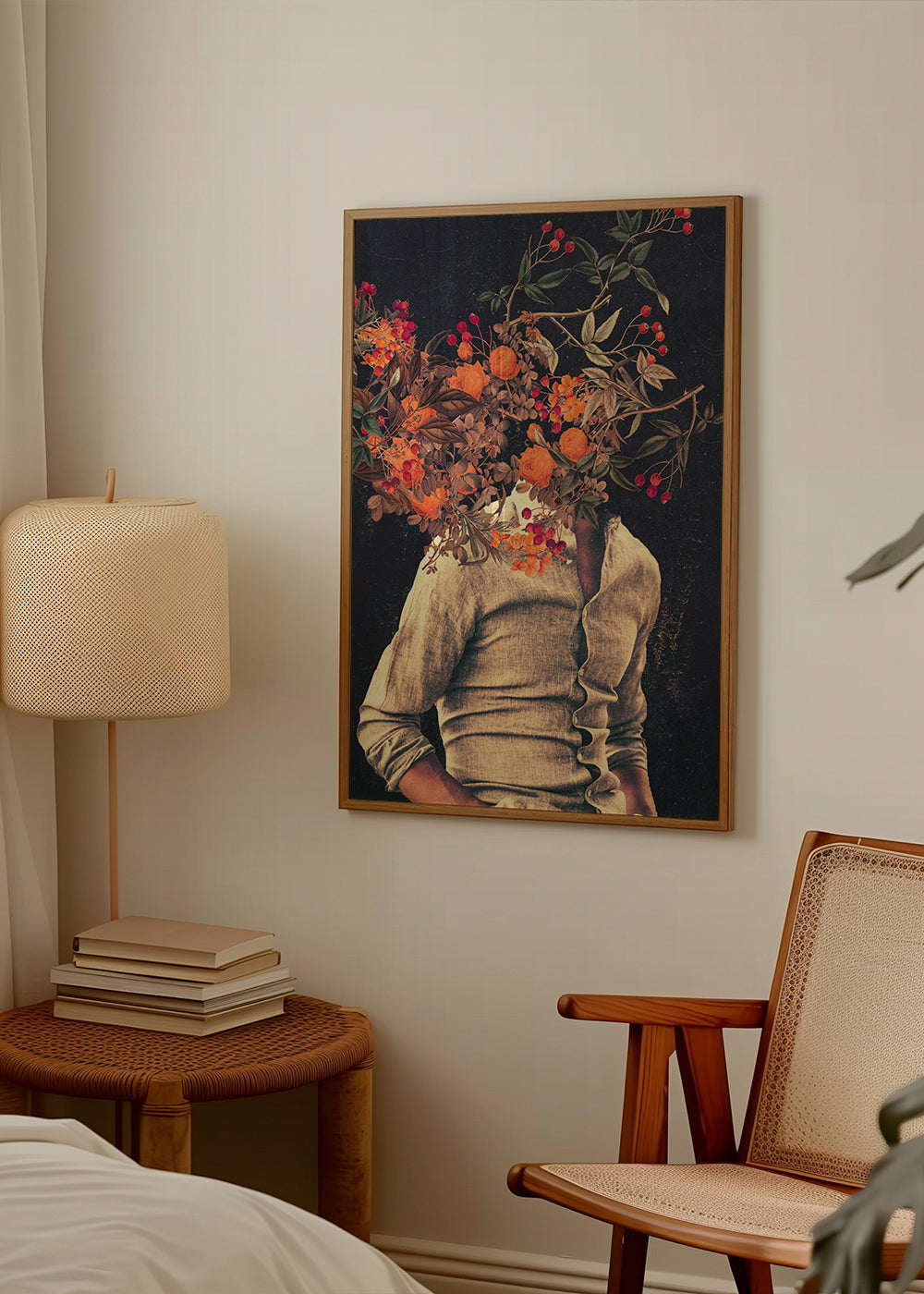 Botanische poster met bloemtorso surreal